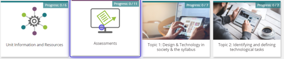 myLearn tile images, indicating the Assessments tile