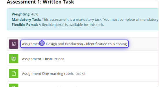 Assessment submission button outlined