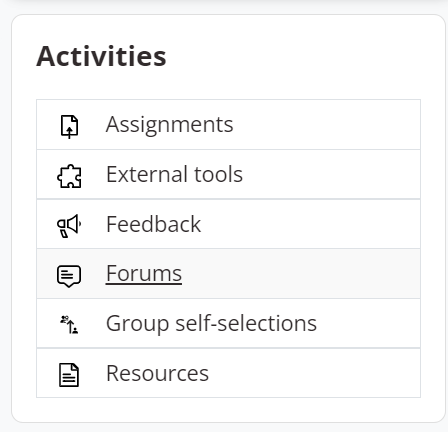 Forum link in the Activities block