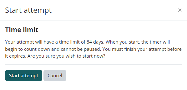 Display of any time limits.