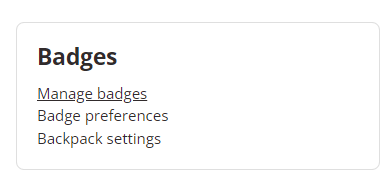 image showing location of managing badges link.