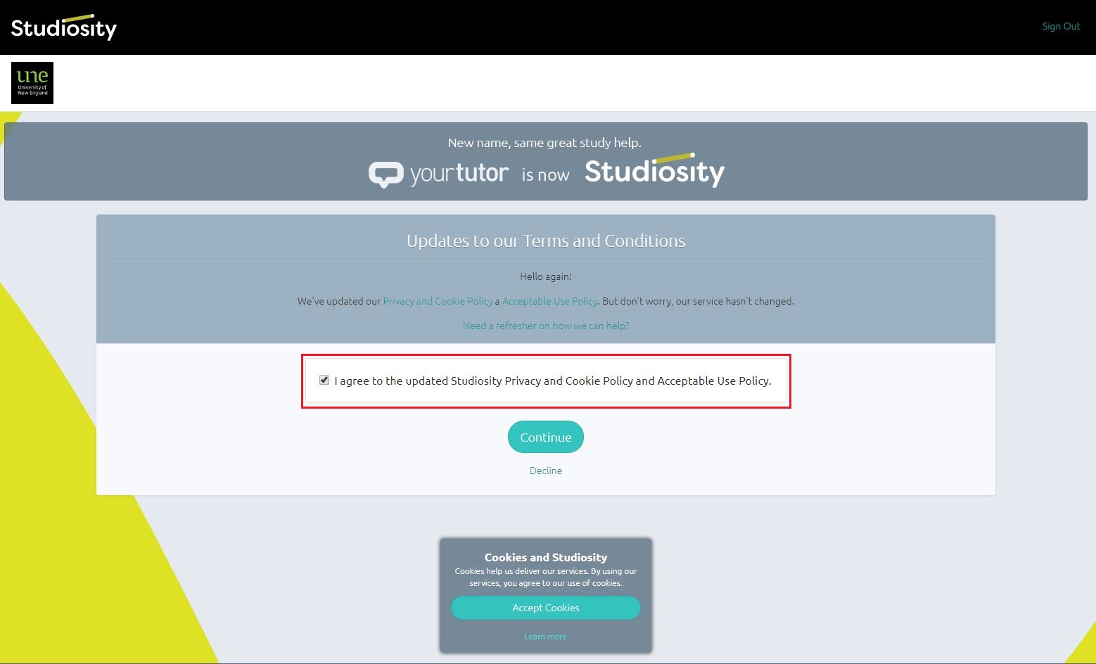 Studiosity landing page