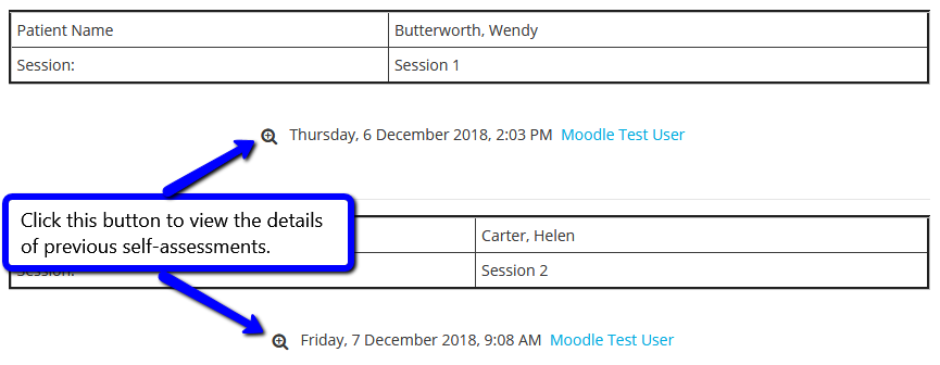 Self-assessment - list view