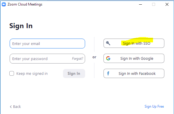 Zoom app SSO