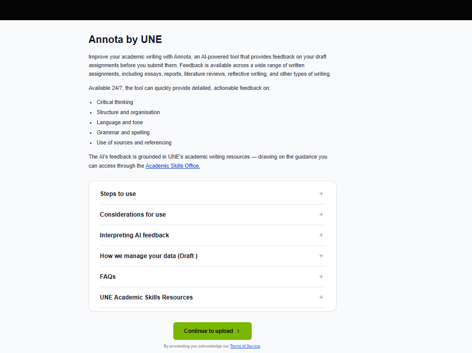 Screenshot to the Annota Landing page